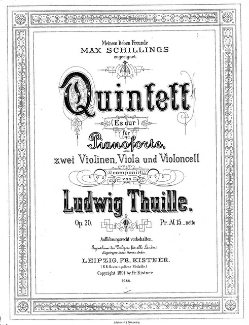 Ludwig Thuille Klavierquintett 1901 - Titelseite