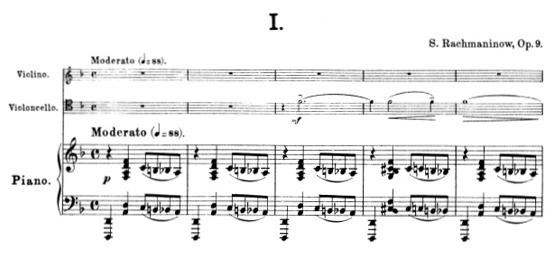 Rachmaninow Klaviertrio op. 9, Beginn