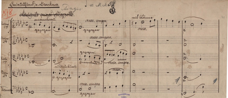 Bruckner Quintett Adagio Manuscript